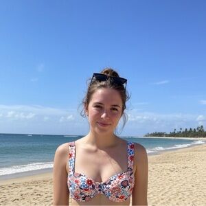 Tommy Hilfiger Floral Bikini Top - Red and Blue